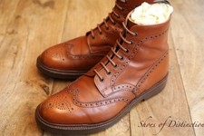 Alfred Sargent York Tan Brown Leather Derby Brogue Boots Men's UK 9.5 US 10.5