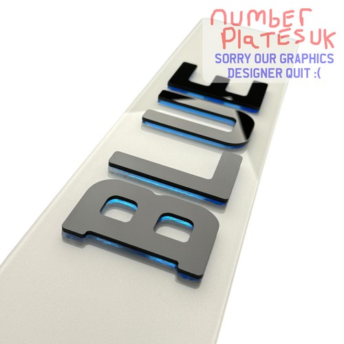 Neon blue number plates - number,