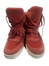 Ash Limited 40 Wedge Sneaker Coral Leather Hi-Top Heel Basketball Diva Celebrity