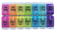 Grendle Pill Box Tablet Week Medicine Organiser Storage Dispenser 2 rows AM PM