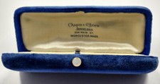 Vintage Antique Medium Blue Velvet Victorian Pin Presentation Box MOP Open C3-7