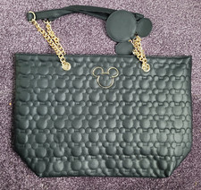 Disney Mickey Mouse Black Quilted Tote Bag - Faux Leather