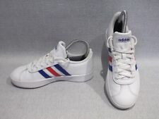 Adidas VL Court 2 Trainers White Blue Red UK 3 - Very Good Condition