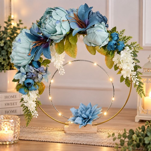 Handmade blue floral hoop - floral,