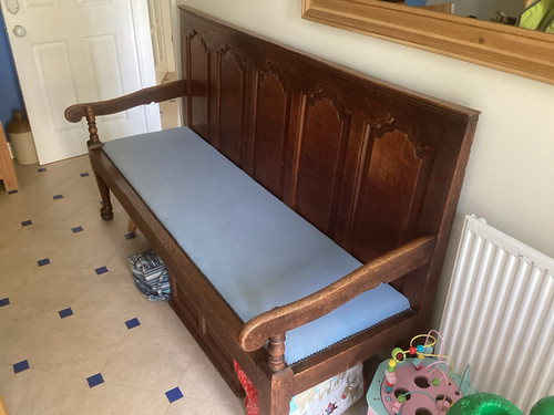 Antique oak settle bench - settle,