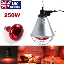 250W Infrared Heat Lamp Poultry Dog Puppies Kittens Piglets Animals With Bulb UK