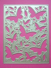 BUTTERFLY w LEAVES Metal Die Cutter Background Scrapbooking Cardmaking 13.7cm h