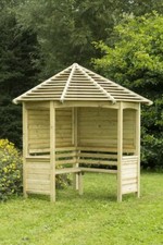 Wooden 8x5ft Corner Arbour Venetian Roof Wooden Garden Bench Seat Free Delivery