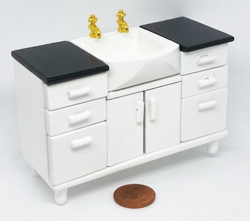 Dolls house sink unit white - dolls,