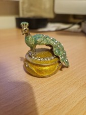 Small peacock jewellery trinket gift box by Lisbeth Dahl