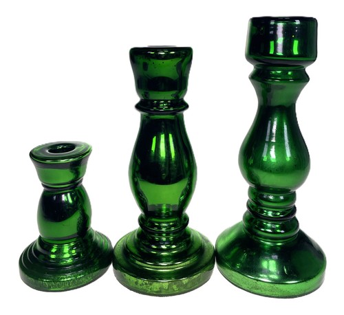 Green mercury glass taper - green,