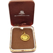 Roses Medallion Birmingham Mint Hallmarked 1980 Sterling Silver Gilt Monogram M 