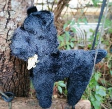 Vintage Scotty Dog Teddy Bear Straw Filled Small Scottish Highland Terrier