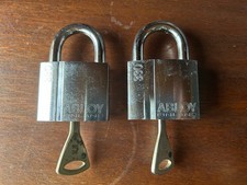 2 x Abloy 330 keyed Padlocks with 2 keys that fit both locks, previously used.
