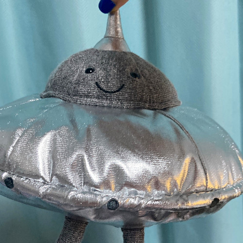 Silver grey ufo plush soft - &,