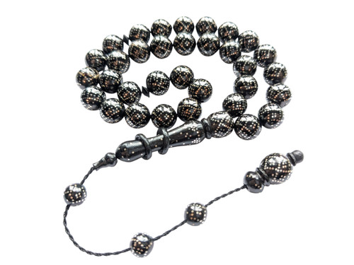 Silver inlaid coquilla nut - silver,