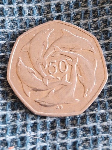 Gibraltar 50p coin dolphins - gibraltar,