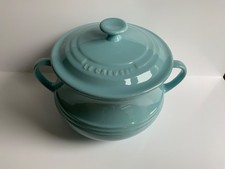 Le Creuset 3.8L Satin Blue Stoneware Bean Casserole Soup Pot 13-01