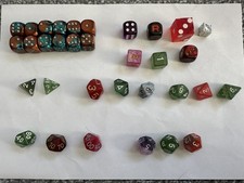 Assortment Of 33 Loose Polyhedral Dice In Range Of Colours And Styles