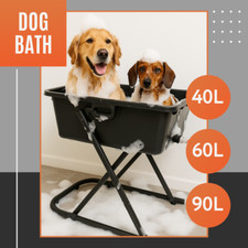 🐶Heavy Duty Dog Tub Bath 40L/60L/90L + Stand / Drain Valve, Hose Ready – EU