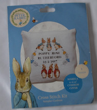 Beatrix Potter Peter Rabbit Baby Birth Sampler Cushion Cover Cross Stitch Kit
