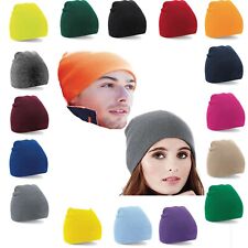 Beechfield knitted beanie hat mens ladies winter warm woolly ski skull cap