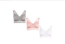 QVC Rhonda Shear 3 Pack Pin Up Bra  Size 3XL  Grey Pink White  RRP£49