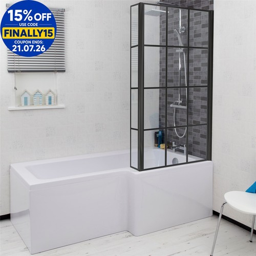 Bathroom shaped bath black - bath,