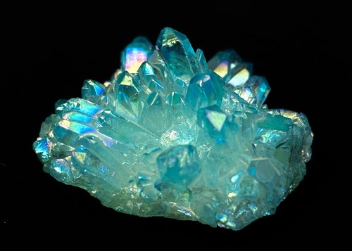 Titanium blue quartz cluster - titanium,