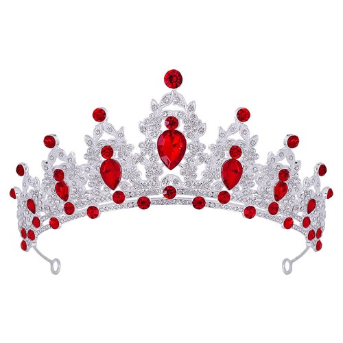 Red rhinestone tiara for women - tiara,