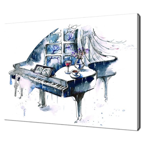 Watercolour painting piano - watercolour, of