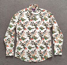 Hawes & Curtis Mens M Shirt L/S Cotton Funky Floral & Bird Print Brandon Regular