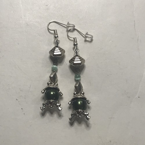 Green frog earrings inch - green,