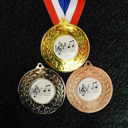 Music notes medal ribbon - medal, &