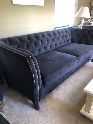 Black velvet three seat - black,