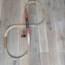 Brio Compatible Wooden Train Set with Track, golden gates style Bridge, Trains