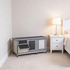 Wood Rabbit Hutch w/ Feeding