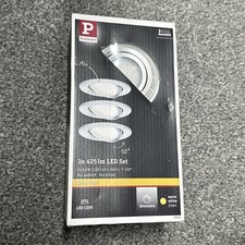Paulmann 3x 425lm LED Spotlight Downlight Set IP23 2700K Brushed Stainless Nova 