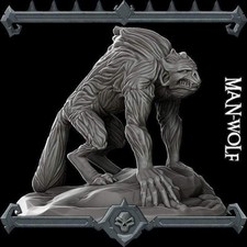MAN-WOLF - Miniature -  All Sizes | Dungeons and Dragons | Pathfinder | War Gami