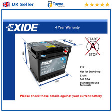 Car Battery EA530 Exide 012