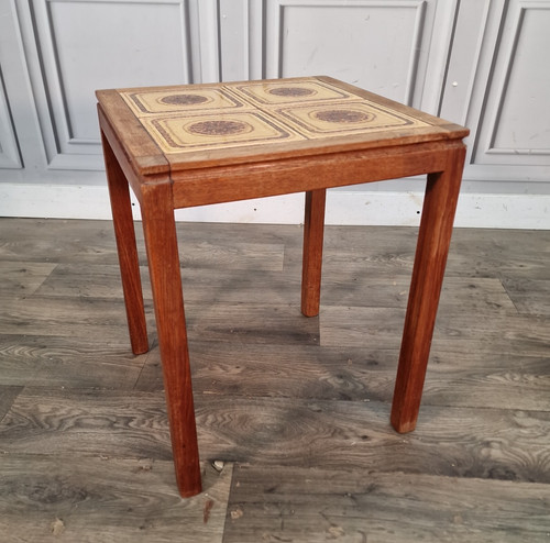 Vintage tiled side table - table, teak