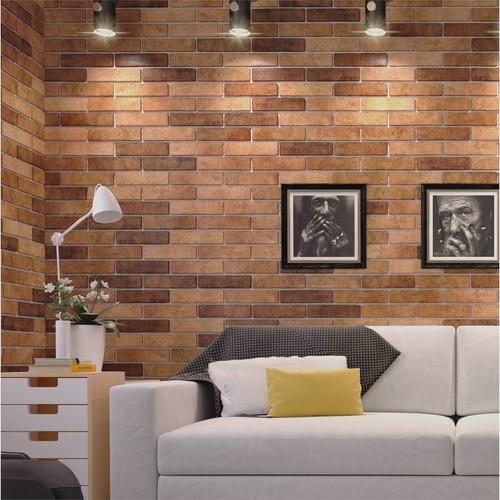 Red brick effect tiles - red,