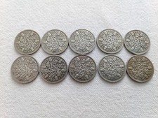 Silver sixpence coins - sixpence,