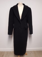 Amaranto Black Wool Mix Maxi Coat Size 16