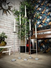 Vintage Brutalist Folding Candle Stick Holder Floor Standing Metal Candlelabra