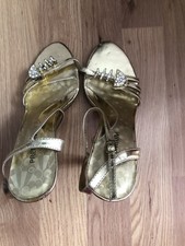 Gold Diamante Fishbone Sandals