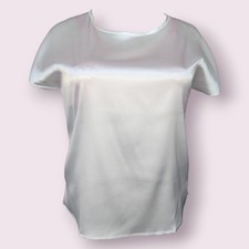 White shiny satin short sleeved top blouse. 44"/46" bust. New size 18/20 UK.