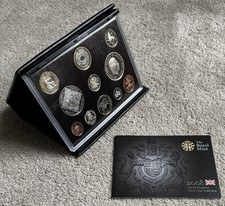 2008  UK Proof Coin Set. 11 Coins In Black Leather Case. Royal Mint Booklet. COA