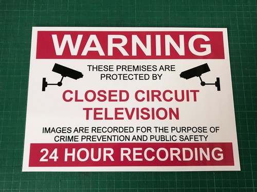 Warning cctv printed metal - cctv,