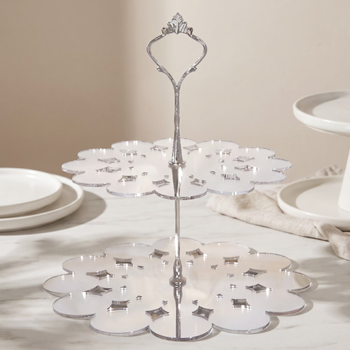 Two tier lace doily cake - lace, stand